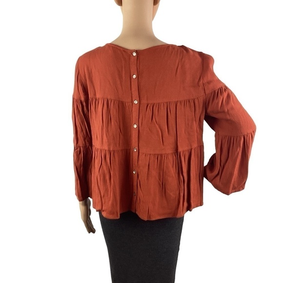 Madewell Tiered Button Back Top Size M Burnished Rust - Picture 5 of 7